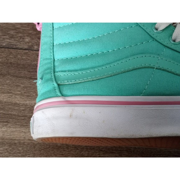 Vans Sk8 Womens 7.5 Sea Green Pink Hi Top Skate Shoes - Picture 11 of 11